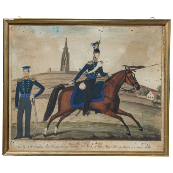 Kleine Sammlung von elf fr&uuml;hen Reservistenbildern, zwischen 1841 - 1882