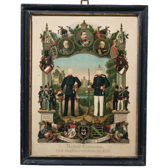 Kleine Sammlung von elf fr&uuml;hen Reservistenbildern, zwischen 1841 - 1882