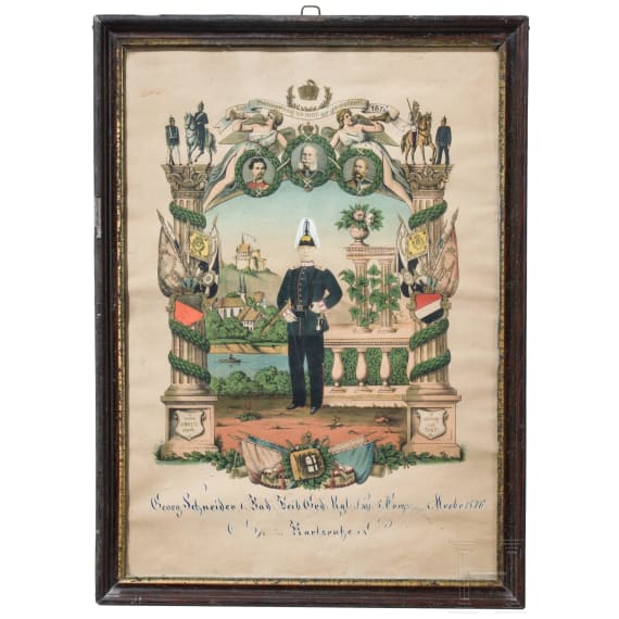 Kleine Sammlung von elf fr&uuml;hen Reservistenbildern, zwischen 1841 - 1882