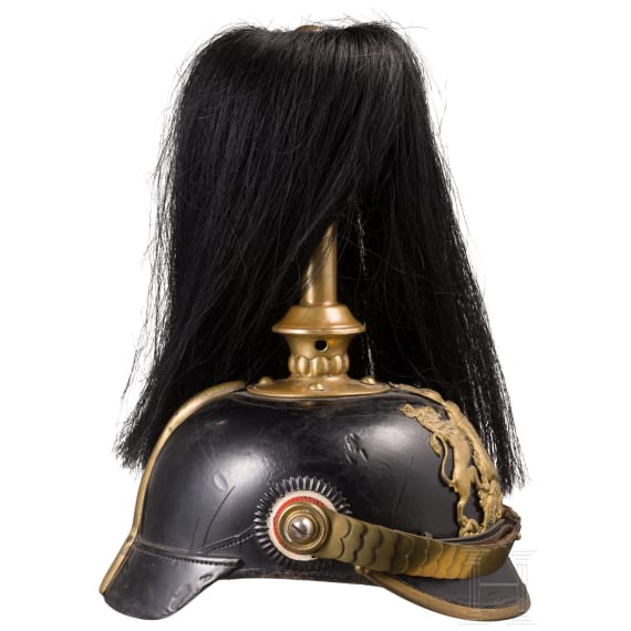 Helm f&uuml;r Mannschaften der w&uuml;rttembergischen Armee mit Paradebusch, um 1900