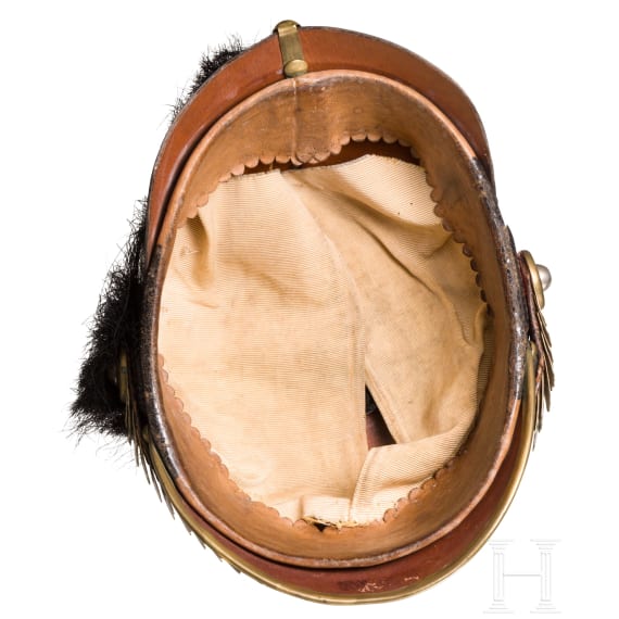 Helm f&uuml;r Mannschaften der w&uuml;rttembergischen Armee mit Paradebusch, um 1900