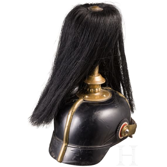 Helm f&uuml;r Mannschaften der w&uuml;rttembergischen Armee mit Paradebusch, um 1900