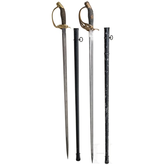 Zwei Degen M 1889 f&uuml;r Offiziere der Infanterie, 19./20. Jhdt.