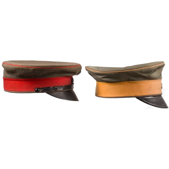 Two field-grey visor caps for officers, circa 1914