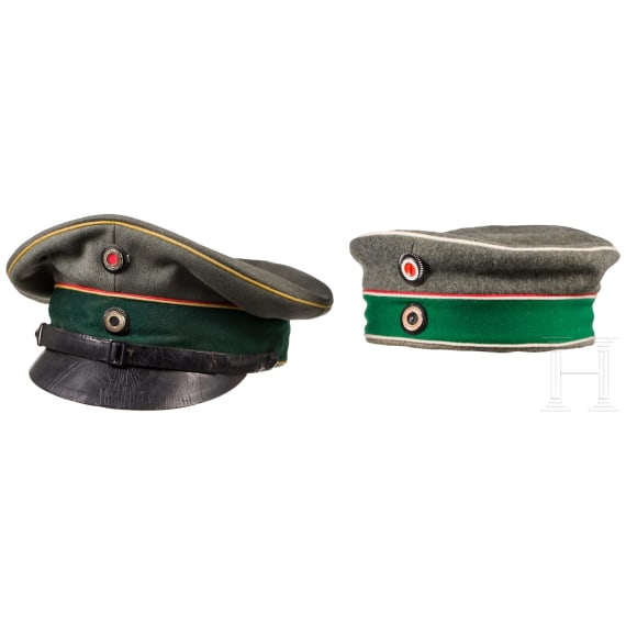 Two field-grey caps for hussars, circa 1914