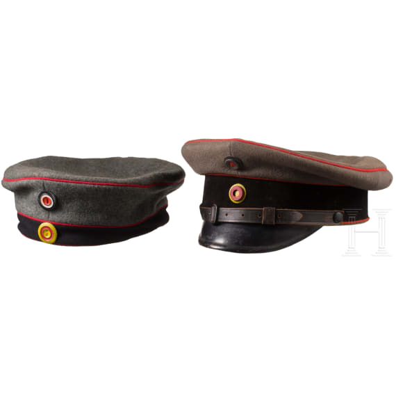 Two field-grey caps from the German Army, dated 1914/1915