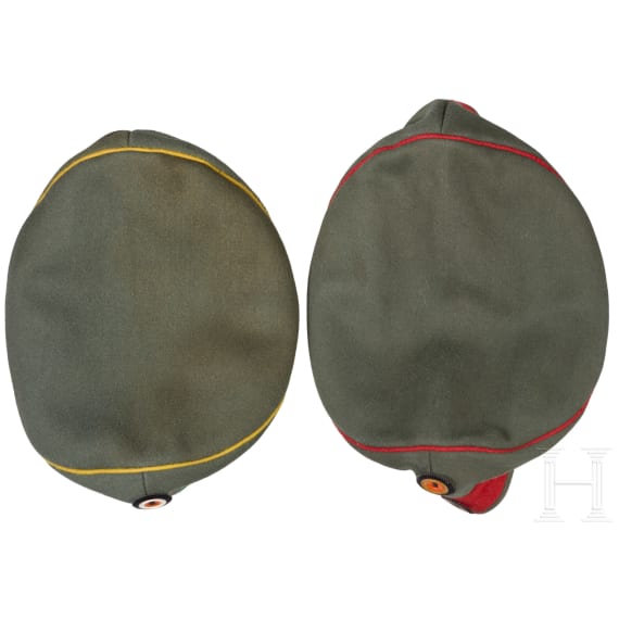 Two field-grey M1910 field caps, dated 1912 and 1914