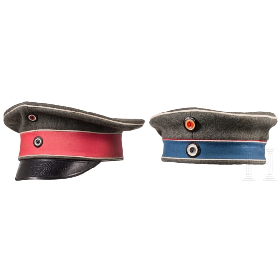Two field-grey cavalry caps from the First World War