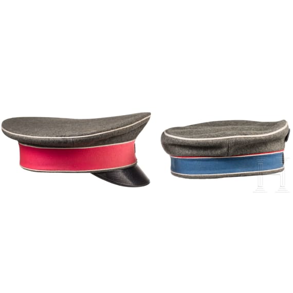 Two field-grey cavalry caps from the First World War