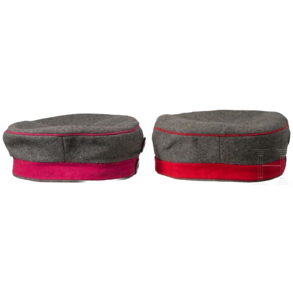 Two field grey field caps and a field grey cover