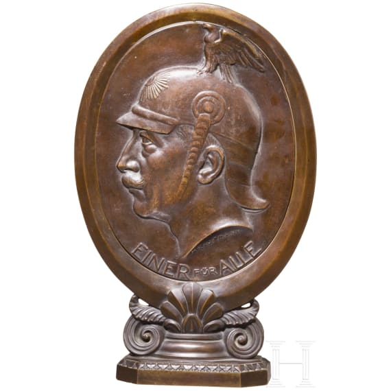 Hugo Kaufmann (1868&ndash;1919) &ndash; gro&szlig;e Bronzeplakette auf den Kriegsausbruch 1914