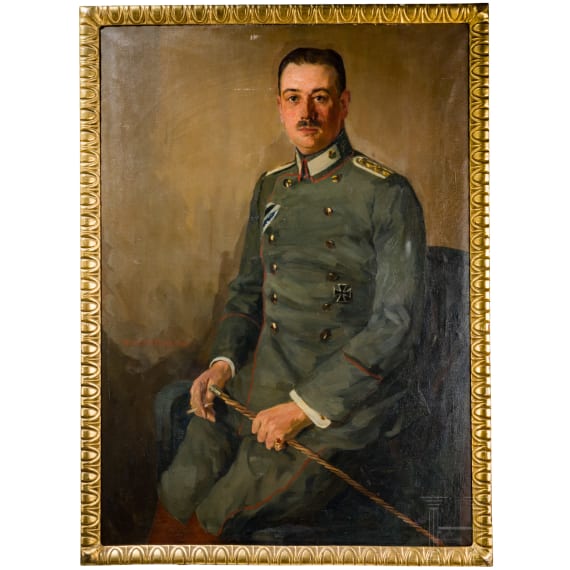 Lebensgro&szlig;es Portrait eines deutschen Offiziers, datiert 1916