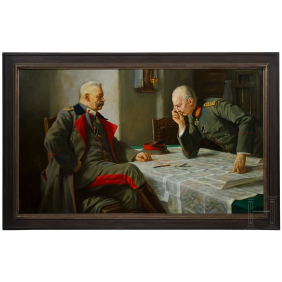 Gem&auml;lde &bdquo;Paul von Hindenburg und Erich Ludendorff am Kartentisch&ldquo; nach Professor Hugo Vogel
