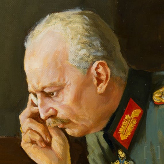 Gem&auml;lde &bdquo;Paul von Hindenburg und Erich Ludendorff am Kartentisch&ldquo; nach Professor Hugo Vogel