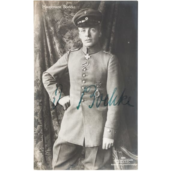 Oswald Boelcke - eigenh&auml;ndig signierte Sanke-Postkarte