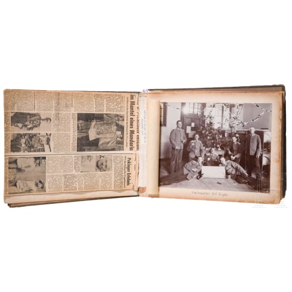 Fotoalbum u. Seidenstickbild des Marineinfanteristen Linsen, 3. Seebatl. Tsingtau, MG-Abt. des Ostasiat. Marine-Detachement Tsingtau/Peking, 1909-12