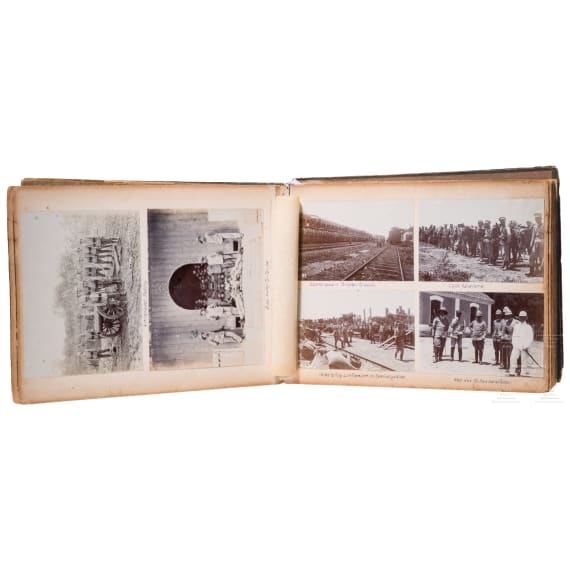 Fotoalbum u. Seidenstickbild des Marineinfanteristen Linsen, 3. Seebatl. Tsingtau, MG-Abt. des Ostasiat. Marine-Detachement Tsingtau/Peking, 1909-12