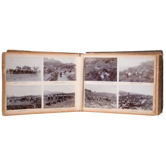 Fotoalbum u. Seidenstickbild des Marineinfanteristen Linsen, 3. Seebatl. Tsingtau, MG-Abt. des Ostasiat. Marine-Detachement Tsingtau/Peking, 1909-12