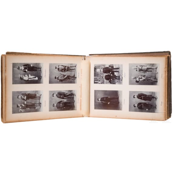 Fotoalbum u. Seidenstickbild des Marineinfanteristen Linsen, 3. Seebatl. Tsingtau, MG-Abt. des Ostasiat. Marine-Detachement Tsingtau/Peking, 1909-12