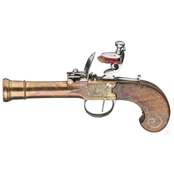 A pair of French flintlock blunderbuss pistols, circa 1760