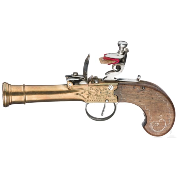 A pair of French flintlock blunderbuss pistols, circa 1760
