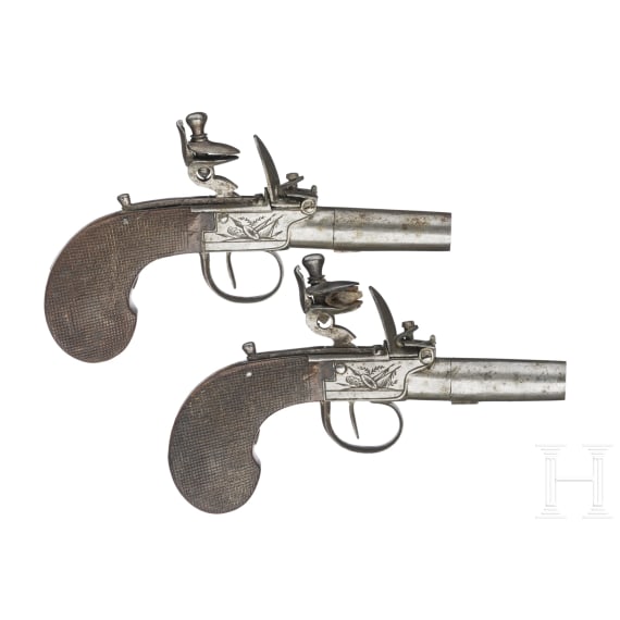 A pair of Belgian flintlock pocket pistols