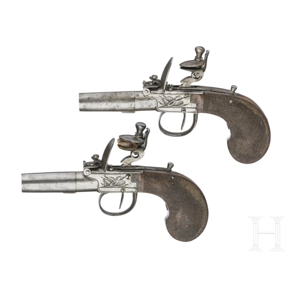 A pair of Belgian flintlock pocket pistols