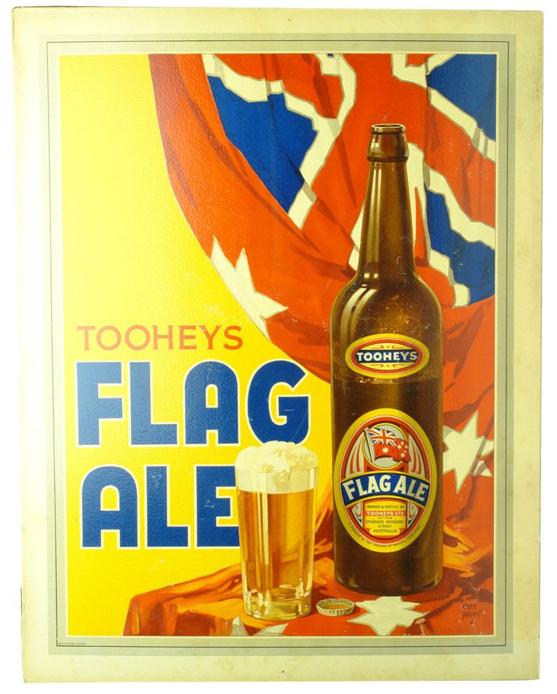 Cardboard Advertising Sign. Tooheys Flag Ale
