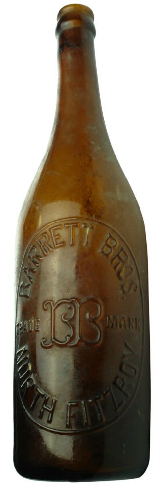Hop Beer. Barrett Bros., North Fitzroy. Spun top. Amber. 26 oz.