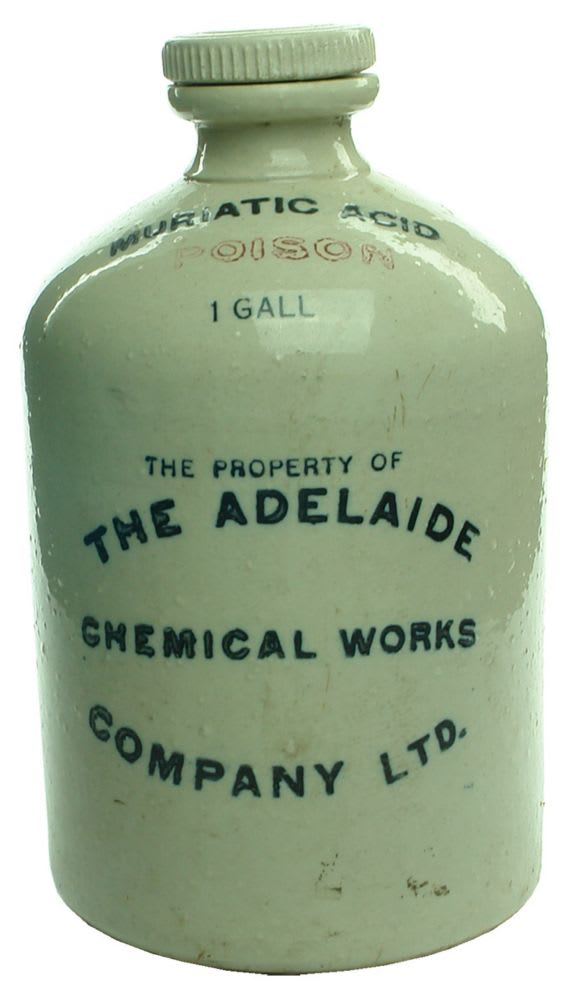 Demijohn. Adelaide Chemical Works. Muriatic Acid. One Gallon.