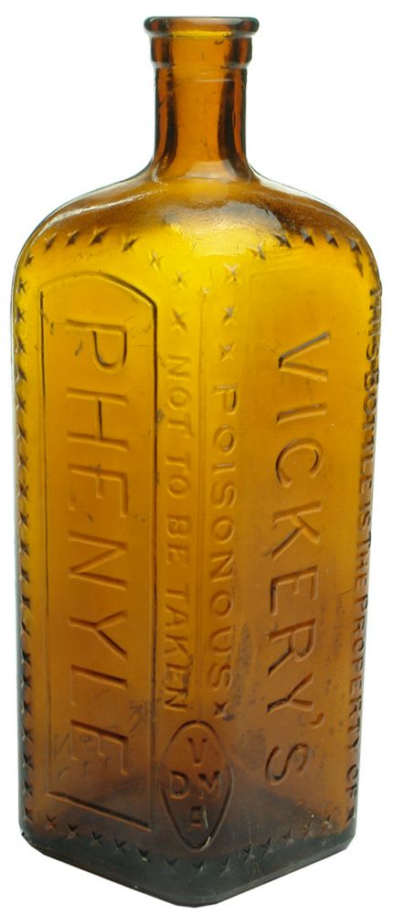 Poison. Vickery's Phenyle. Amber 26 oz.