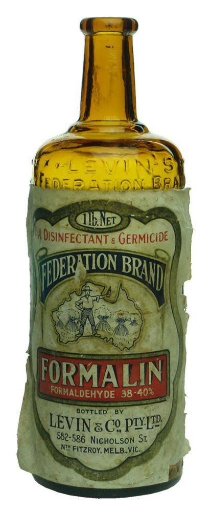 Poison. Formalin. Amber. 1 Pound. Levin's.