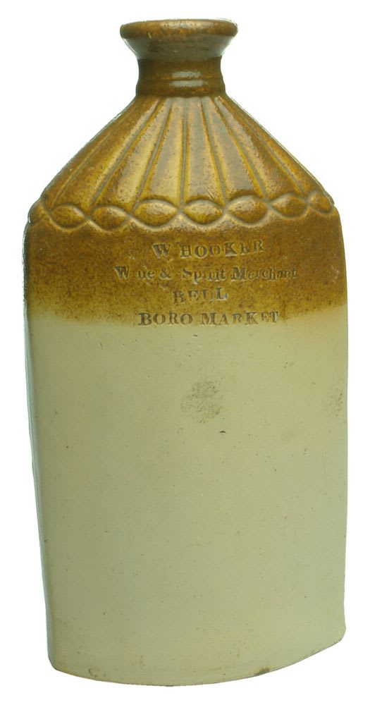 Stoneware Flask. Hooker Wine & Spirit Merchant Bell Boro Market.