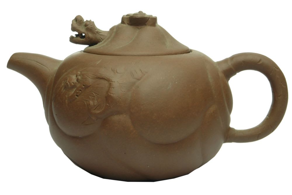 Chinese Teapot. Movable Dragons Head in lid.