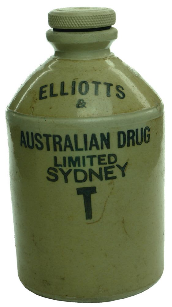 Demijohn. Elliotts & Australian Drug Limited. Half Gallon.