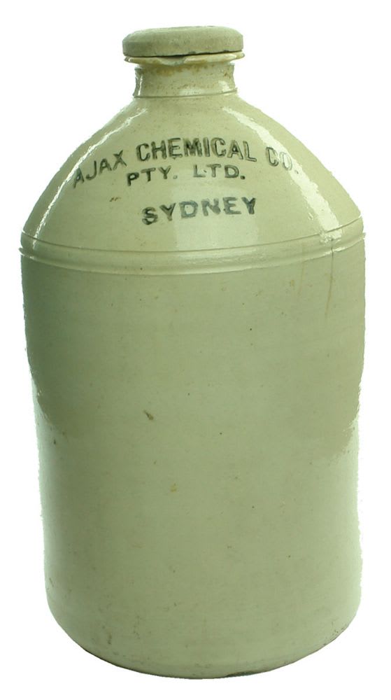 Demijohn. Ajax Chemical Co. Sydney. Two Gallon.