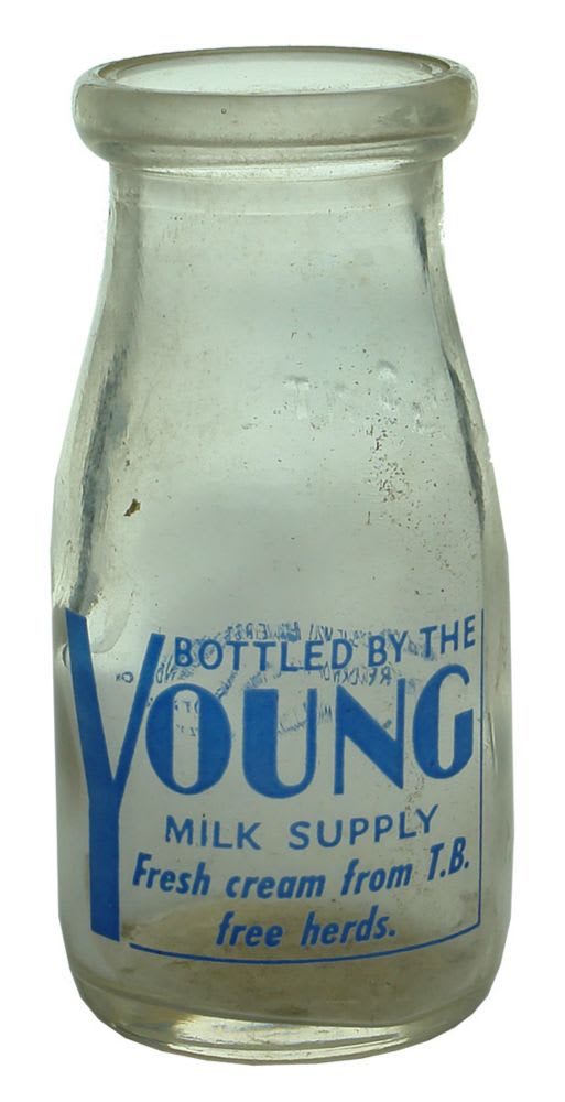Ceramic Label Cream. Young Milk Supply. One Third Pint.