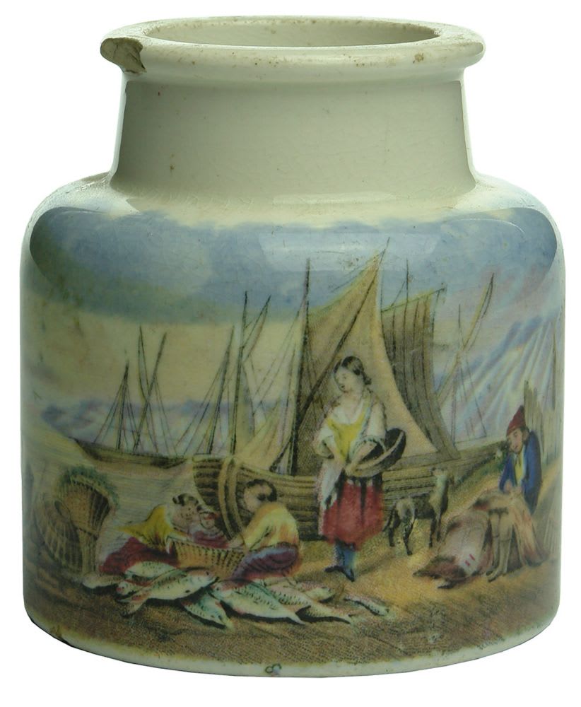 Jar. Prattware. Multi-coloured. Mending the Nets.