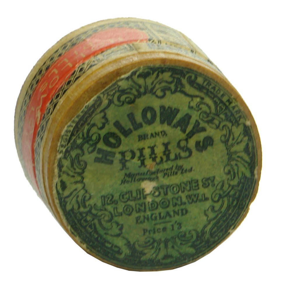 Wooden pill box. Holloway's Pills. London.