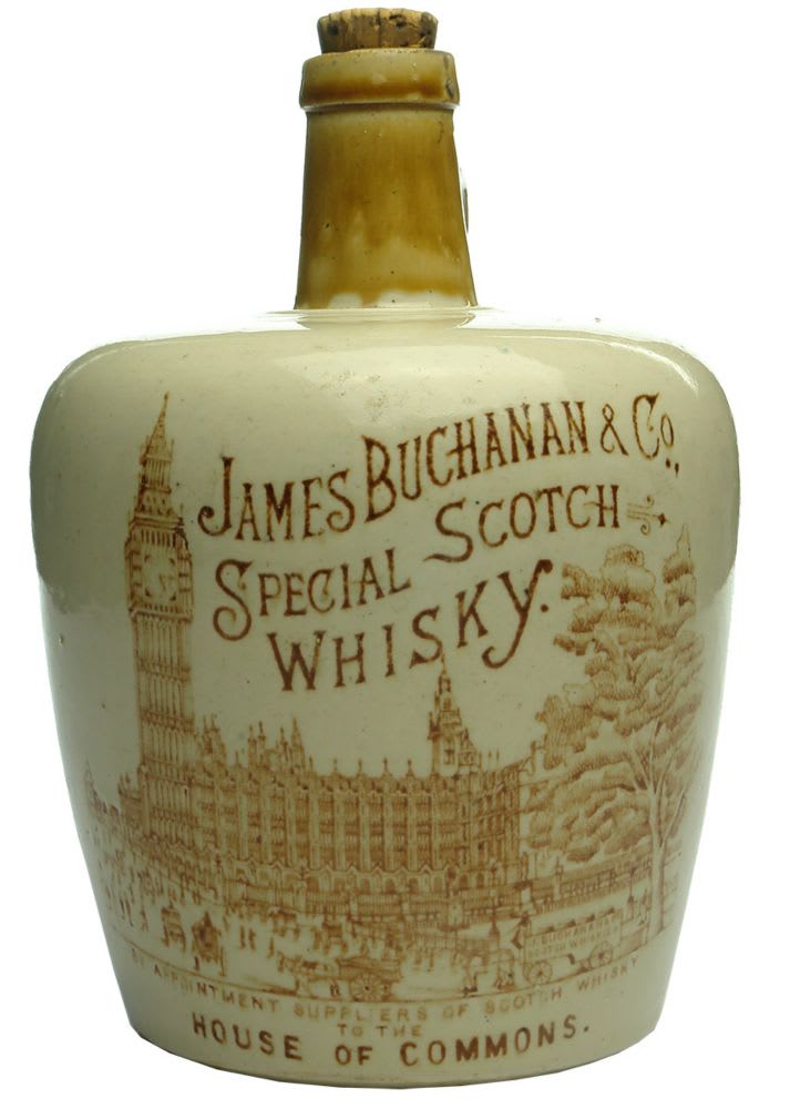 Whisky Jug. James Buchanan. House of Commons. Sepia Print.