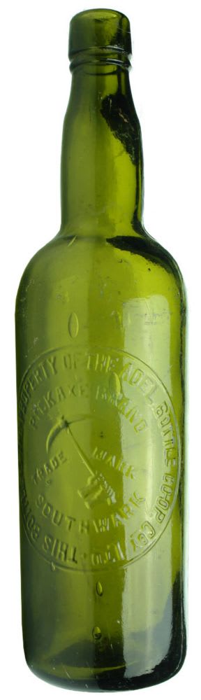 Wine. Cork Stoppered. Green. 26 oz. Pickaxe. Adelaide Bottle Co-op.