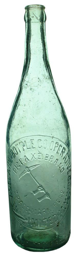 Crown Seal Beer. Aqua. 26 oz. Pickaxe. Adelaide Bottle Co.