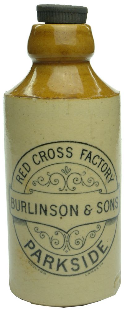 Ginger Beer. Red Cross Factory, Burlinson, Parkside. Tan Top. Internal Thread. Dump.