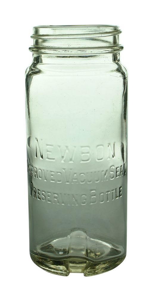 Fruit Jar. Newbon Preserving Bottle. Clear. 