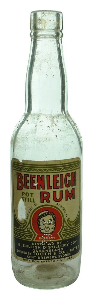 Labelled Beenleigh Rum. Tooth & Co Bottlers.