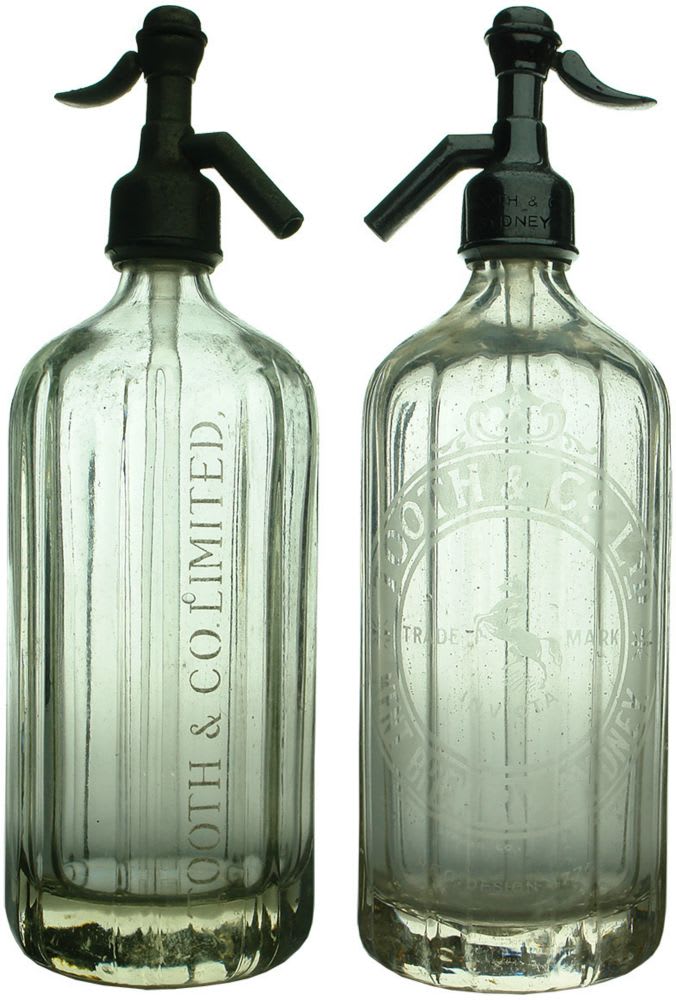 Pair of fancy shaped Tooth & Co Sydney Soda Syphons.