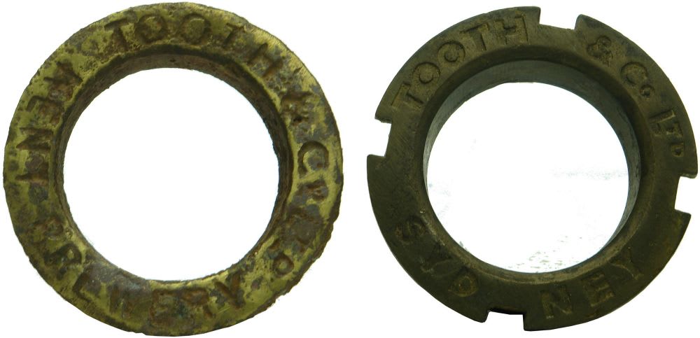 Pair of Tooth & Co Sydney Brass barrel Bungs