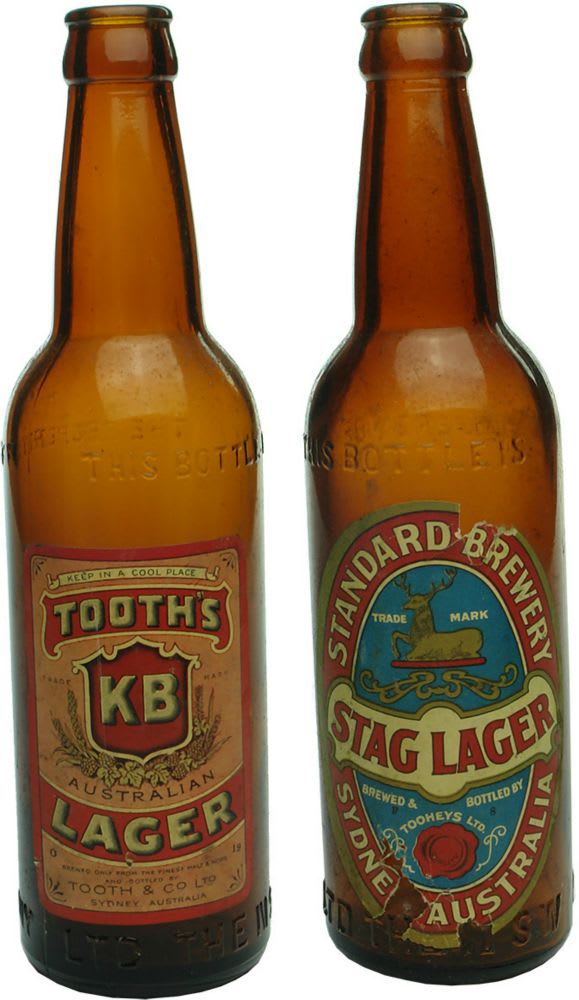 Pair of Labelled Sydney Beers. Tooth's KB Lager and Tooheys Stag Lager.