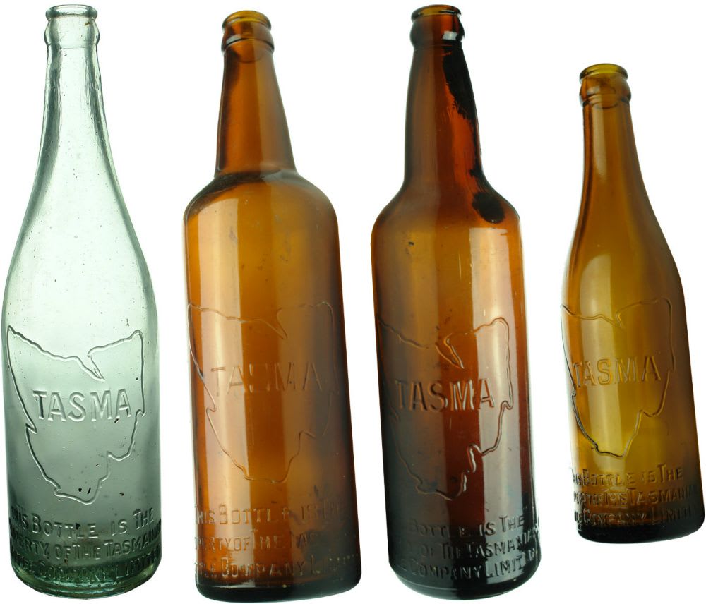 Four Tasmanian Bottle Company, Tasma, Beer Bottles.