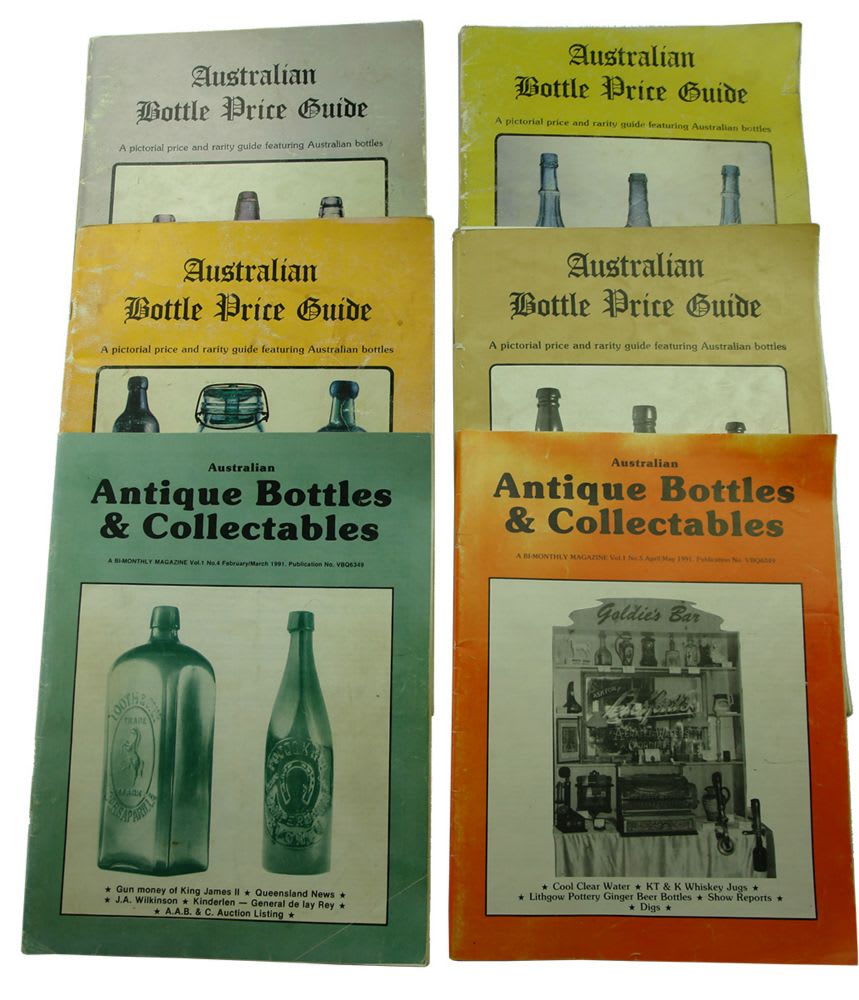 Six Books. Australian Bottle Price Guides and Magazines.